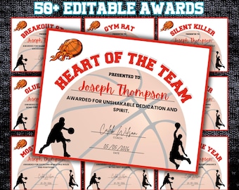Customizable Basketball Award Certificate Templates: Editable Canva Print