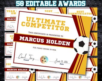 Editable Soccer Award Certificates – 50+ Printable End-of-Season Templates | Team & Coach Recognition Certificates