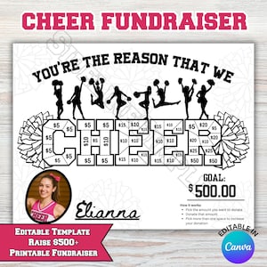 Editable Cheer Fundraiser Calendar – Pick-a-Date Donation Template | Youth Cheer Team Donation Tracker | Printable Canva Download