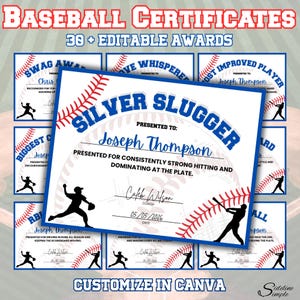 Baseball Certificate Awards – 30+ Editable Templates | Printable End-of-Season Awards | Canva Editable Certificates