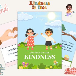 Citation et carte de compétences sur la gentillesse des enfants, cartes éducatives, enseignement de la gentillesse, apprentissage des enfants, cartes inspirantes