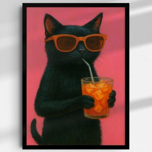 黒猫のウォールアート – ドーパミンを刺激する面白い動物ポスター、おしゃれな家や寮にぴったりのクールな印刷物