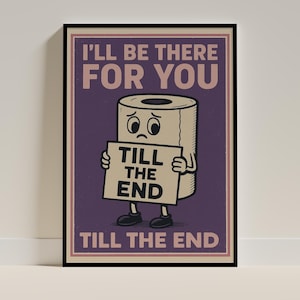 Funny Bathroom Art – Toilet Paper Poster, Cartoon Bathroom Quote Printable Wall Decor, best Gift For Him
