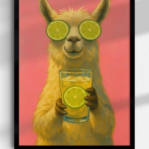 Póster rosa: arte de pared femenino, decoración moderna para dormitorios, decoración imprimible para la dopamina con una llama divertida