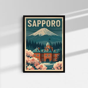 Japanese Travel Poster – Sapporo City Print, Japan Art Décor, Hokkaido Landscape Wall Art
