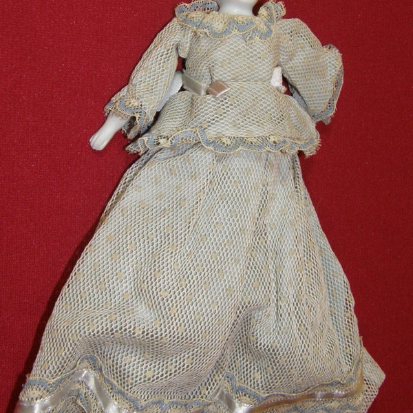 Antique German China Head Doll 9 Inches Tall Amputee Great Dress