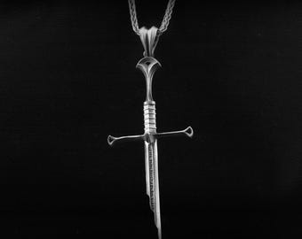 Handmade Inscribed Silver Sword Necklace, The Broken Sword – A Symbol of Power and Rebirth, Silver Broken Sword, Valentine's Day gift