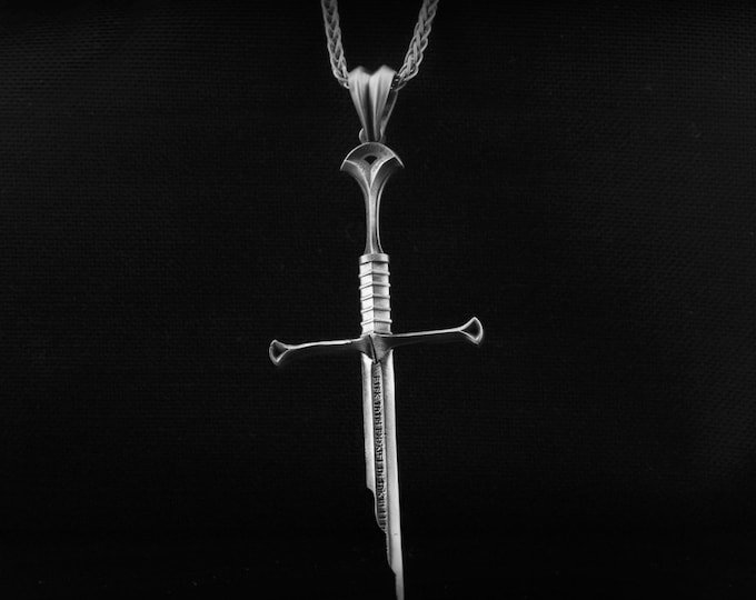 Handmade Inscribed Silver Sword Necklace, The Broken Sword – A Symbol of Power and Rebirth, Silver Broken Sword, Valentine's Day gift