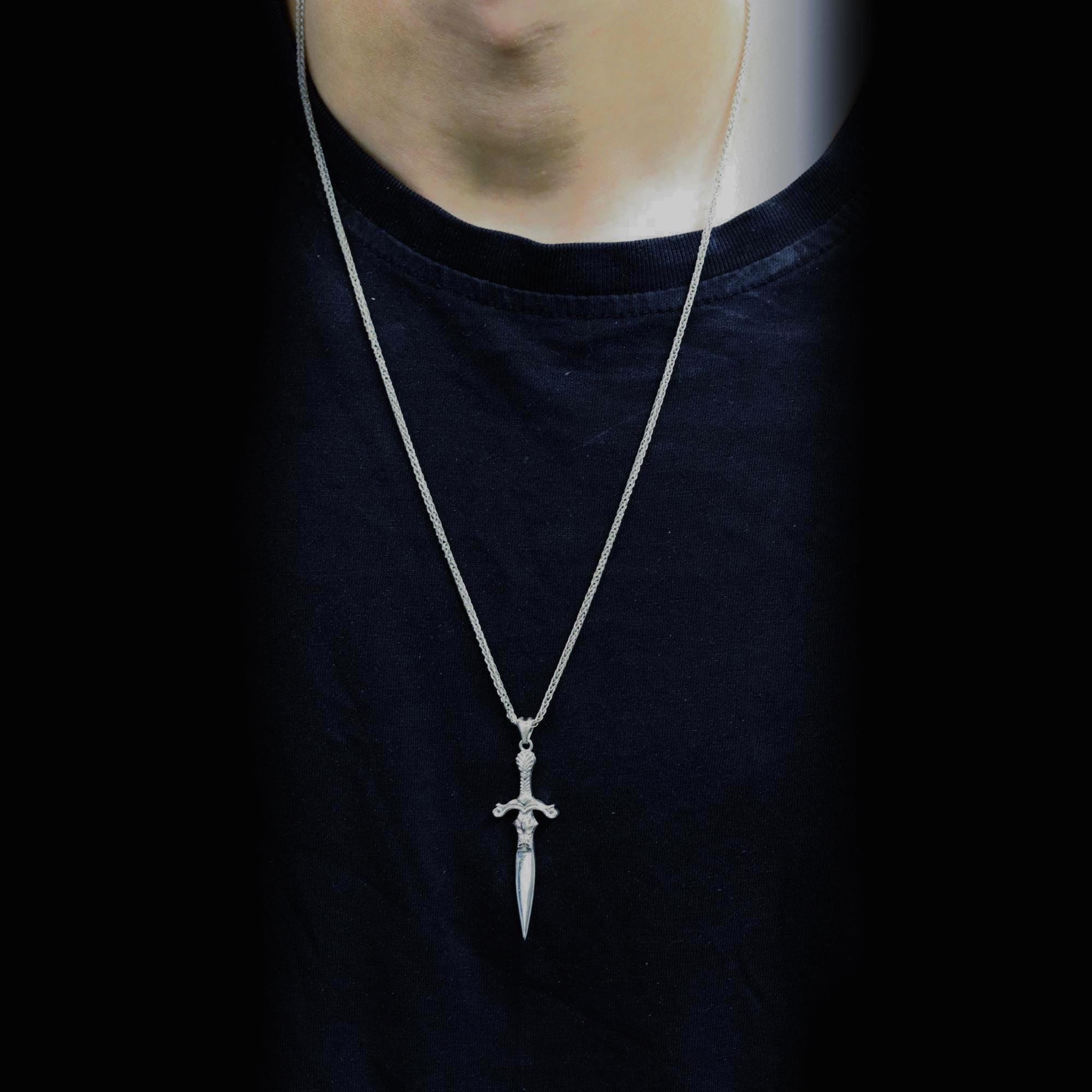 Sterling Silver Dagger Pendant Necklace – Gothic Sword Jewelry - Etsy