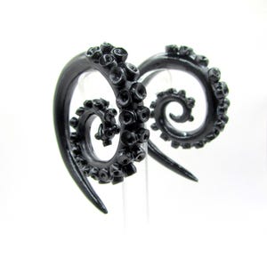 Black Octopus Tentacle Earrings: Gothic Steampunk Gauges or Fake Plugs