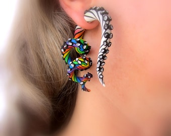 Kolczyki Rainbow Kraken Tentacle Octopus: Pride 6G–1”