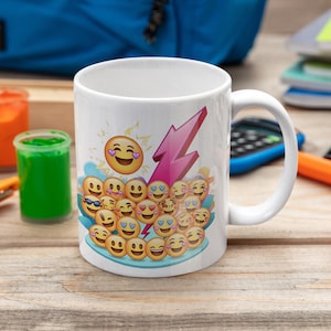 Emoji Accent Coffee Mug, Smiling Face Mug, Cute Emoticon Cup, Happy Emoji Kitchen Decor, Funny Face Tea Cup