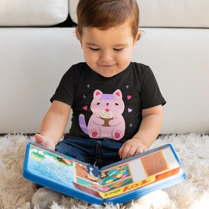 Adorable Cat Cupcake Infant Tee, Cute Toddler Shirt, Birthday Gift, Baby Shower Outfit, Casual Wear for Kids