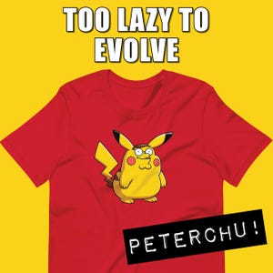 Peter Griffin x Pikachu T-Shirt | Peterchu Mashup Tee | Cartoon TV & Gaming Parody Shirt | Graphic Tshirt For Men