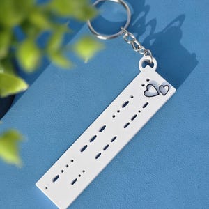 3D Printed minimalist "I love you" in Morse Code Keychain