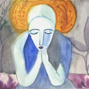 Halo of Hope – Hand‑Painted Watercolor Digital Download in Blue & Gold