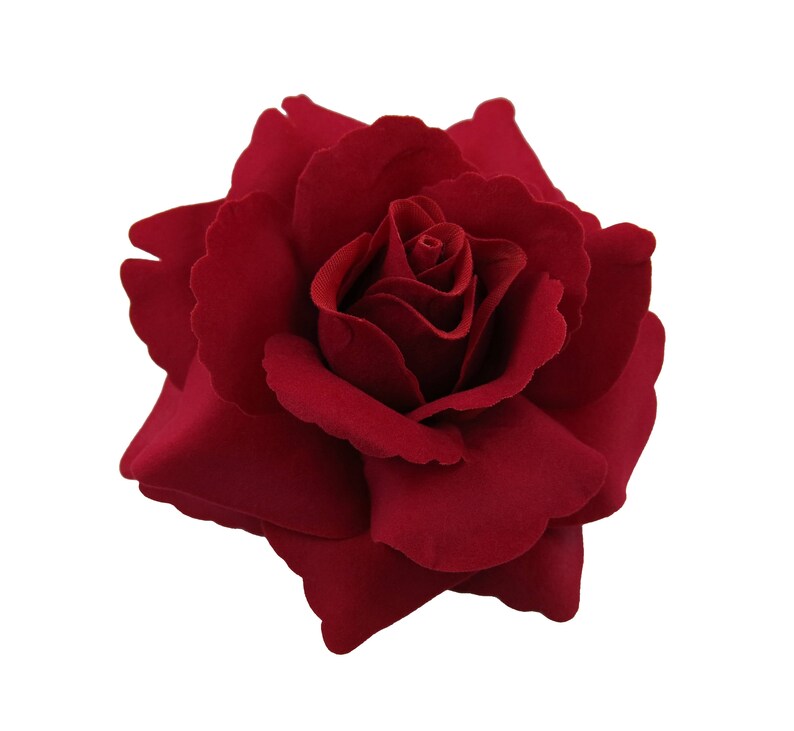 Red Velvet Rose Flower Hair Clip 3.75 Inches 2 Colors - Etsy