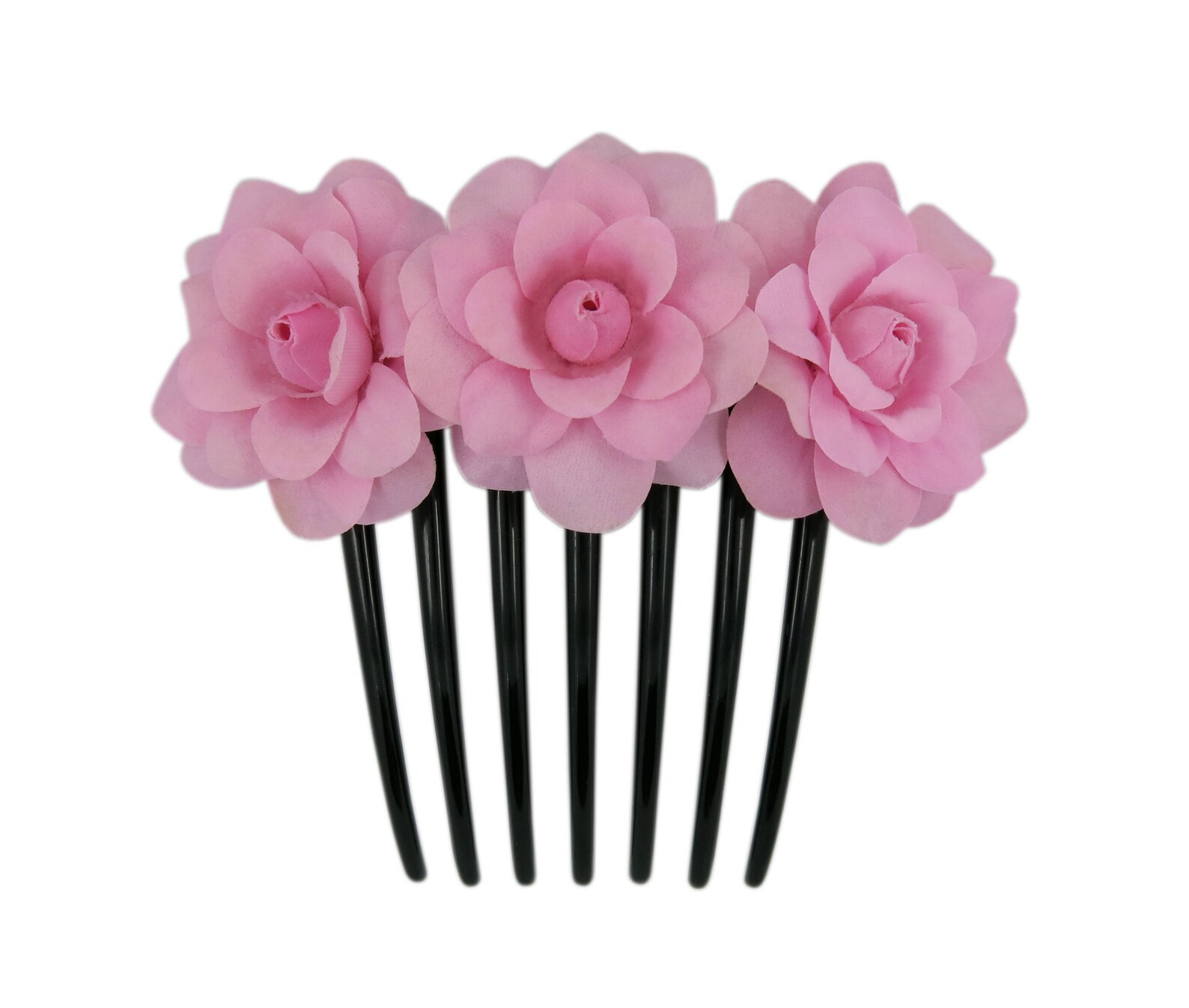 Pink Rose Flower Hair Comb Wedding Etsy