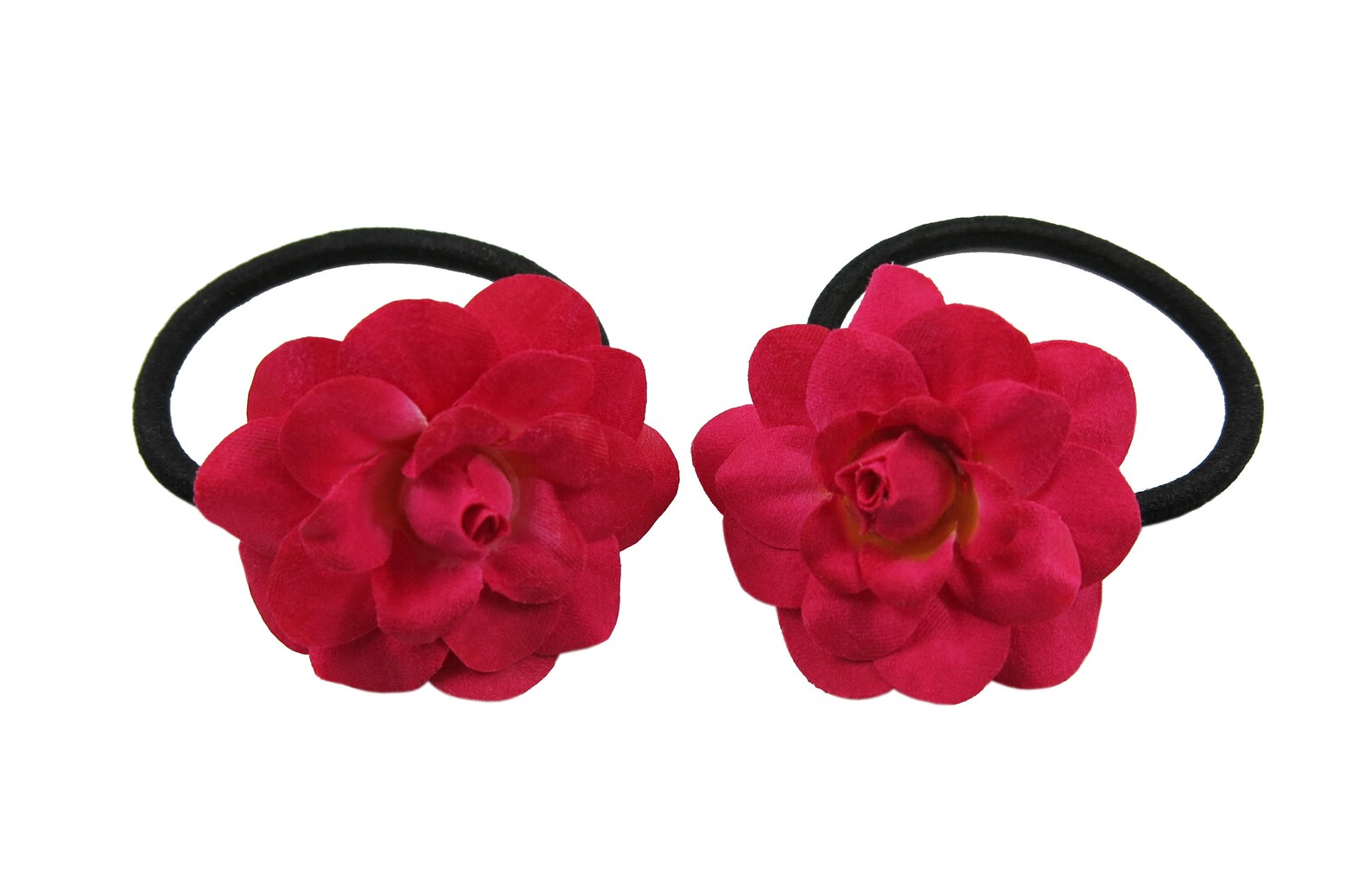 1 Pair Rose Flower Elastic Hair Ties 25 Colors Available Etsy