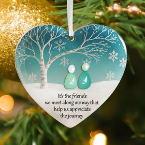 Friendship Ornament Sea Glass Heart Keepsake Gift Christmas Gift Best Friends, Timeless Friendship Gift, Soul Sister Gifts Seaglass Ornament