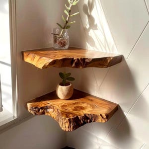 Rustic Teak Root Wood Corner Shelf: Floating Wall Decor