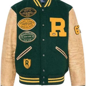 Giacca universitaria Polo Ralph Lauren / Letterman in lana e pelle verde