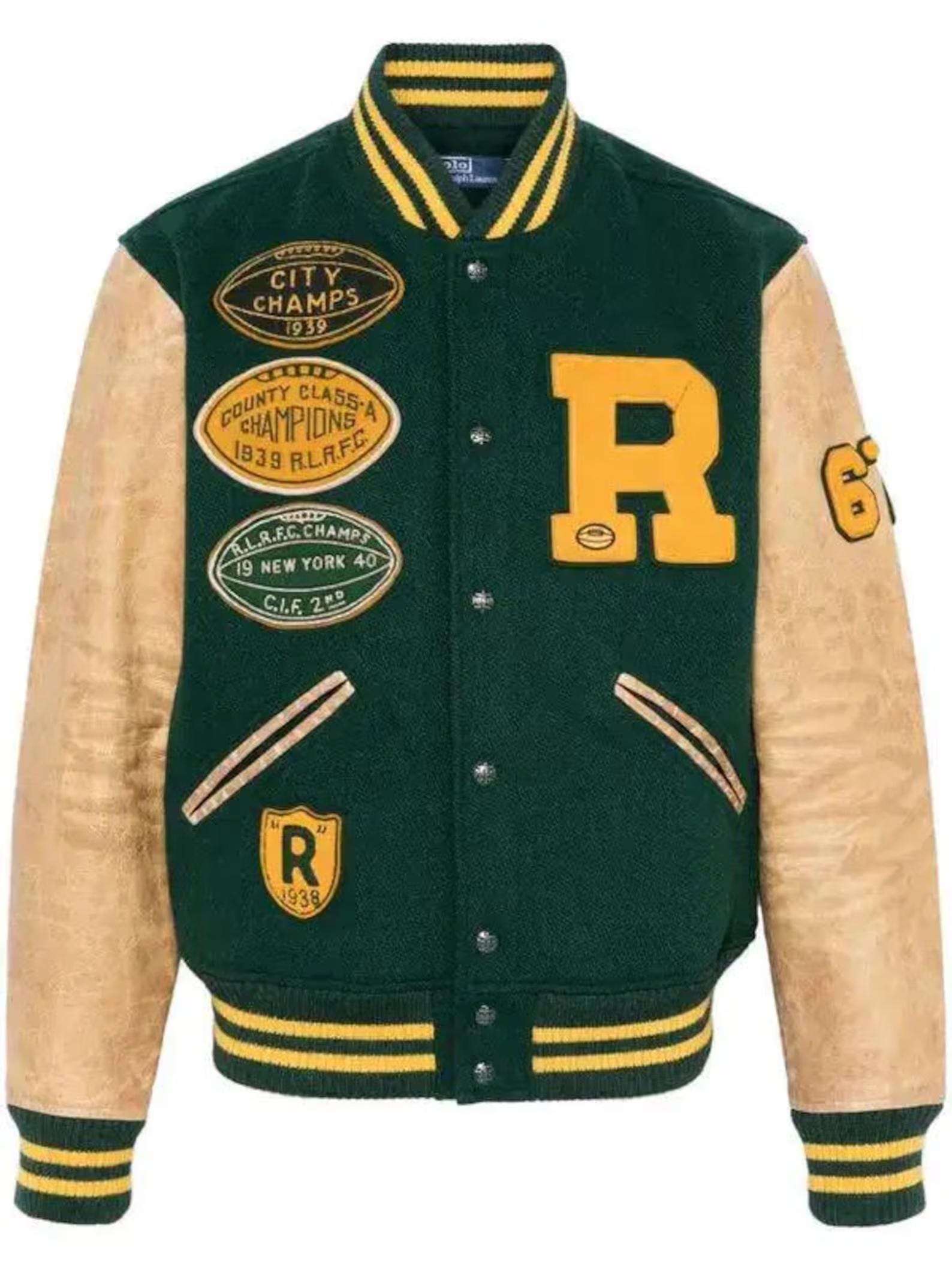 ralph lauren bomberjacke herren new yorker Polo Ralph Lauren Varsity Jacke Grüne Wolle Leder Letterman