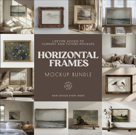 Landscape Frames Mockup Bundle Set, Horizontal Frame Mockups Bundl, PSD Wall Mock-up Frame Bundle, Mega Bundle Frames Mock-up