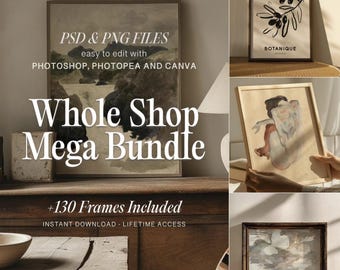 Mega Bundle Frames Mockups PSD, Modern Frames Mock up, Mockup Frames Neutral Bundle, Printful Frame Mockup