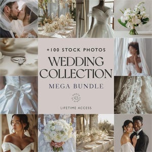 100 Wedding Marketing Stock Photo Bundle | Neutral Aesthetic Styled Wedding Images | Wedding Photos Mega Bundle
