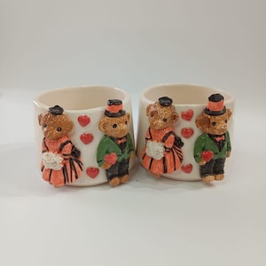 Handmade Ceramic Bear Couple Mugs: 3D Romantic Coffee Cup Set