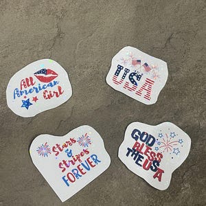 Stickers holographiques du 4 juillet | Pack d'autocollants en vinyle patriotiques mats USA