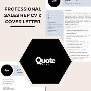 Plantillas de CV para representante de ventas: 1 y 2 páginas + carta de presentación (Canva)