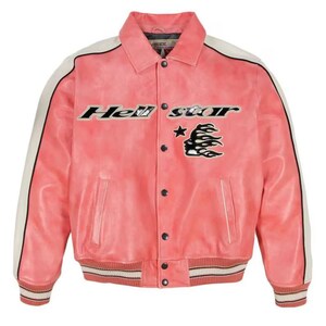 Blouson en cuir Hellstar Avirex fait main inspiré, bombardier universitaire vintage 50e anniversaire, streetwear rétro