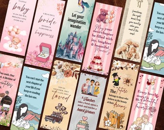 Printable Bookmark Set | Book Lover Gift | PDF Reading Bookmarfs | Digital Download