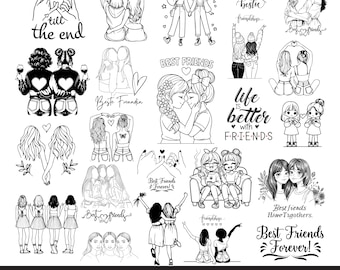Friendship SVG Bundle | 50 Friendship Clipart Design (svg, png, pdf)