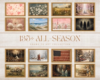 Seasonal Wall Art Bundle, 135+ All Season Frame Art,  Printable Vintage Gallery Wall Decor , Digital Download