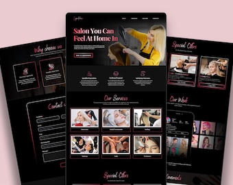 Canva Salon Website Template | Beauty Business Website | Editable Hair , Nail & Spa Landing page