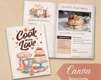Editable Cookbook Template | Canva Recipe Book | Printable & Digital Reccipe Journal