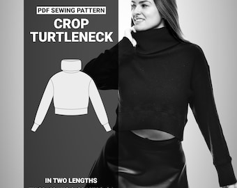 PDF Schnittmuster für Rollkragen mit taillierten Schnitt und überschnittenen Schultern, 2 Längen