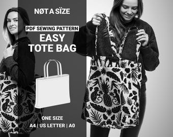 Einfaches Tote Bag Schnittmuster – übergroße Shopper, Strandtasche, Reisetasche – Anfängerfreundliches PDF Pattern