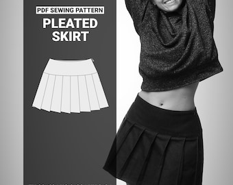 Faltenrock Schnittmuster - PDF Mini Rock Schnittmuster mit Breitem Bund & Invisible Zipper | Digitales Schnittmuster EU 30–62