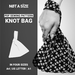 Reversible Japanese Knot Bag Sewing Pattern PDF, DIY Wrist Bag Purse Handbag Easy Pattern, Everyday Shopping Shopper Bag Making, Digital