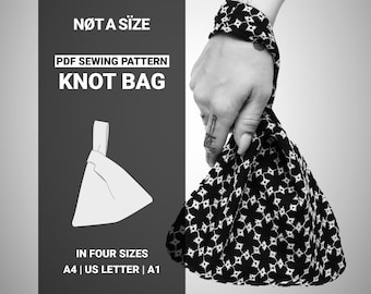 Reversible Japanese Knot Bag Sewing Pattern PDF, DIY Wrist Bag Purse Handbag Easy Pattern, Everyday Shopping Shopper Bag Making, Digital