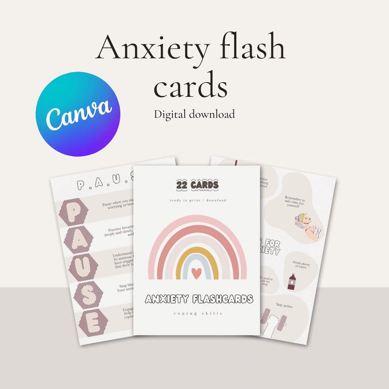 Anxiety Flash Cards (digital Download) - Etsy