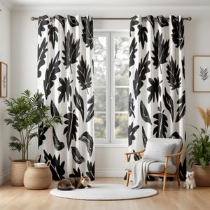 Watercolor Botanical Curtains for Living Room, Artistic Floral Print Drapes, Colorful Leaf Pattern Panels, Nature Inspired Home Decor