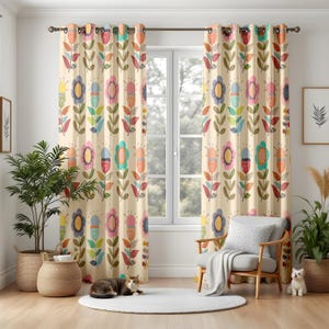 Floral Gardine Mit Blumen-Druck – Schöner Vorhang Aus Polyester, 245x150 Cm, Rosa
