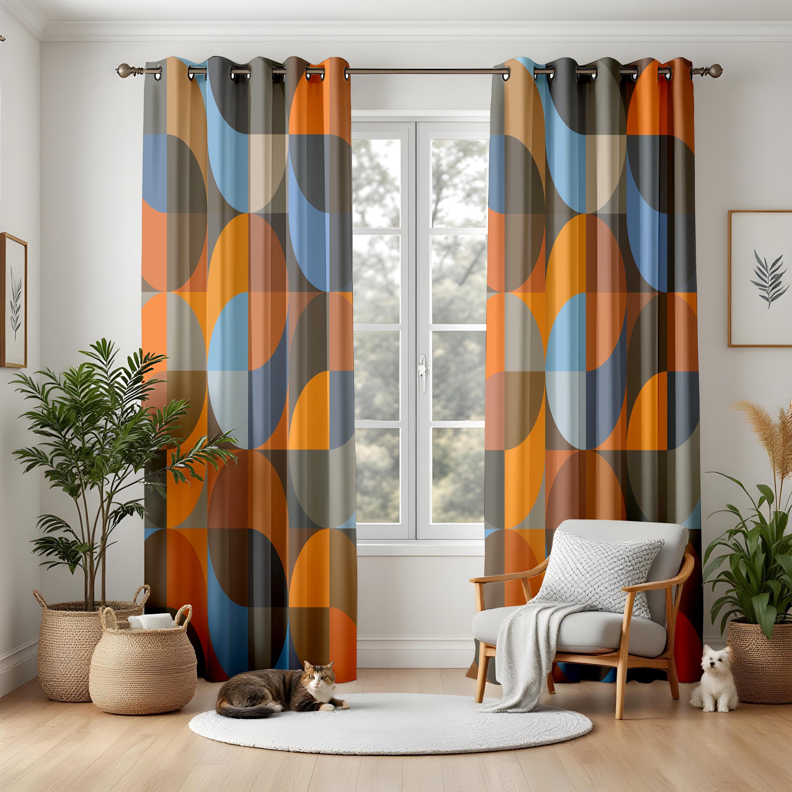 Cortinas Modernas De Estilo Bohemio Neutro, Con Estampado De Arco  Minimalista En Beige Y Negro, Paneles, image size:3000x3000
