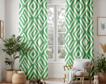 ミッドセンチュリーモダン幾何学模様遮光カーテン、大胆な抽象的な