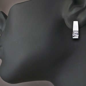 CZ earrings, silver earrings, Argentium silver, wedding earrings, eco-friendly, modern jewelry, gifts for her 2431 image 4